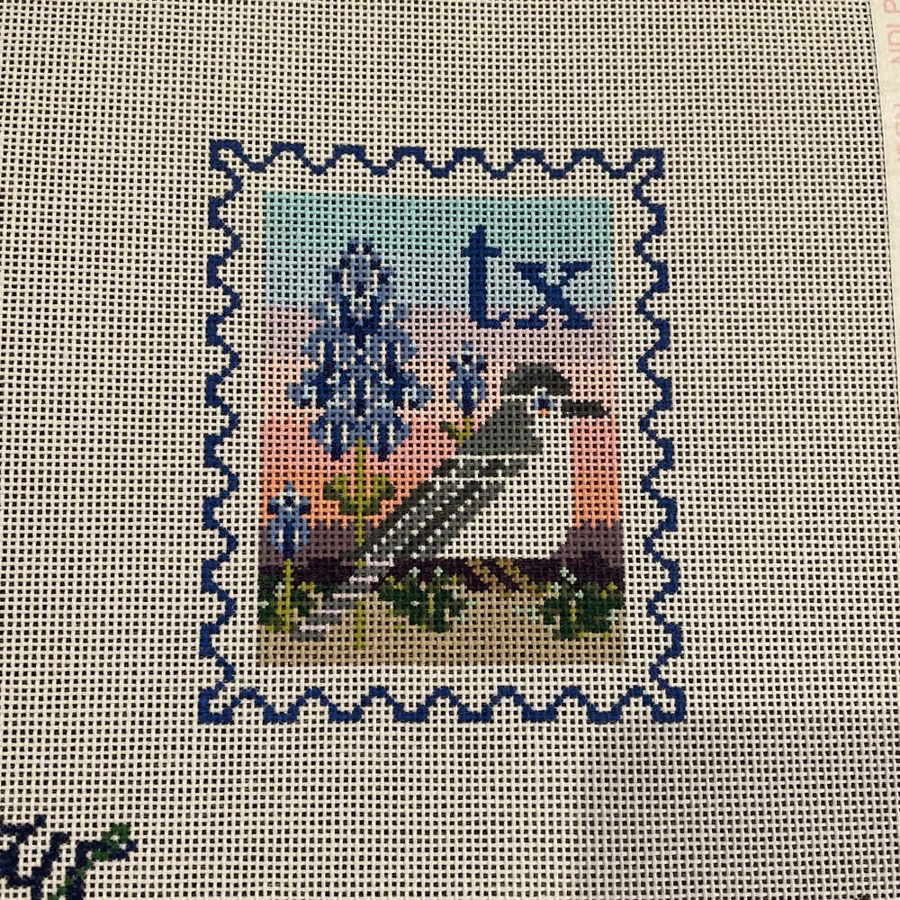 Whipstitch Texas Stamp Needlepoint Canvas- comes with Patricia Sone Stitch guide